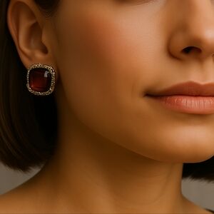 CROFT & BARROW, Gold-tone Brown Square Stone Stud Earrings | 2/$30 | Jewelry